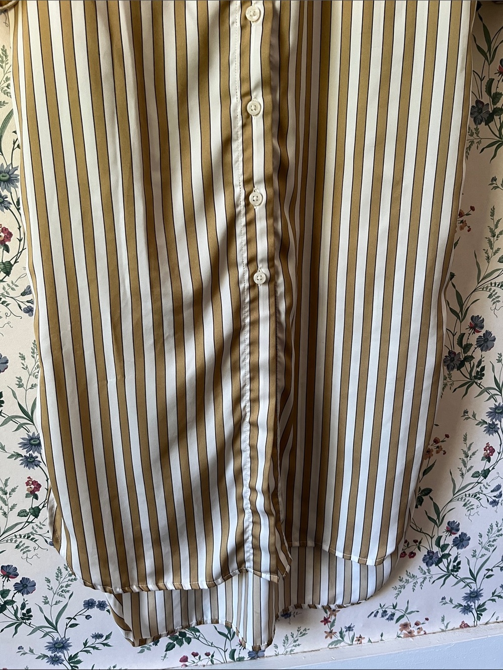 BR Striped Button-Down Shirt Dress in Tan and White - Picture 6 of 12